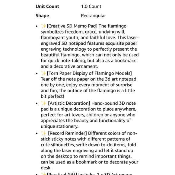 Siweme 3D Flamingo Memo Pad Artistic Design Hand-Bound 100 Sheets - Picture 6 of 6